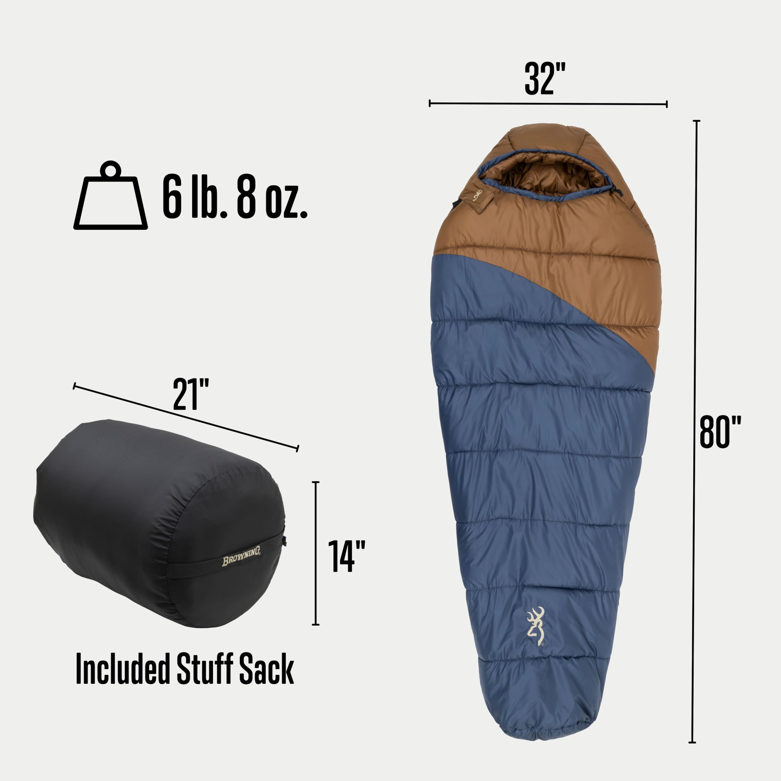 Browning Entdecken Sie -20° Schlafsack – Mumienschlafsack für extrem kaltes Wetter mit TechLoft-Silberisolierung, Zugkragen und strapazierfähiger Schale für Wintercamping, Rucksackreisen und