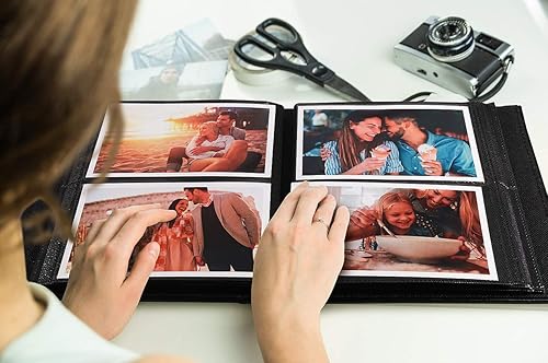 Miniatura 10 de RECUTMS Álbumes de fotos de 100 bolsillos de 4 x 6 pulgadas, página blanca, para niños, niños, familia, libro de fotos de piel sintética, para boda,