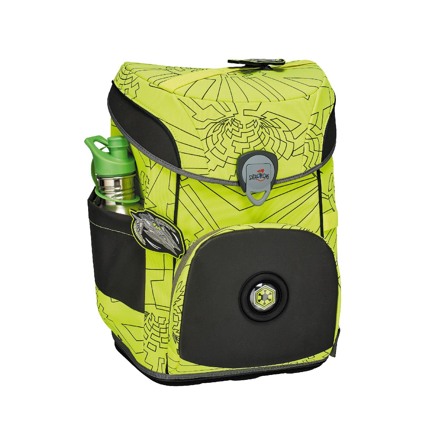 DER DIE DAS leichter Schulranzen, ErgoFlex Easy Superflash Neon „Neon Fighter“ Set 5-teilig, ca. 20,5 l Volumen, ca. 950 g Gewicht