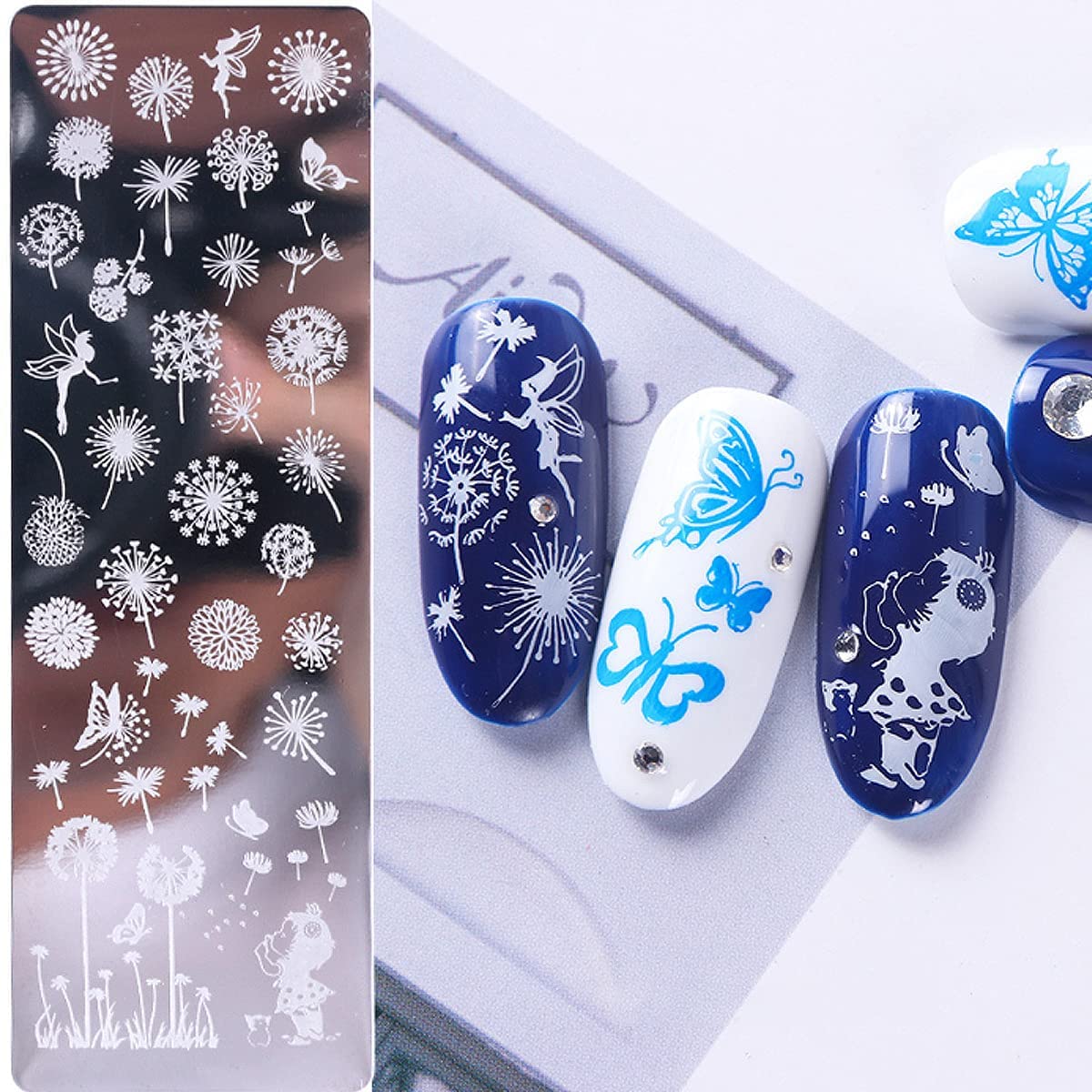 6 Pezzi Set di Nail Art Stamping Stampini, Nail Art Template Stencil Piatti Piastra per Unghie, Unghie e Timbro Stamper Scraper Manicure per Unghie