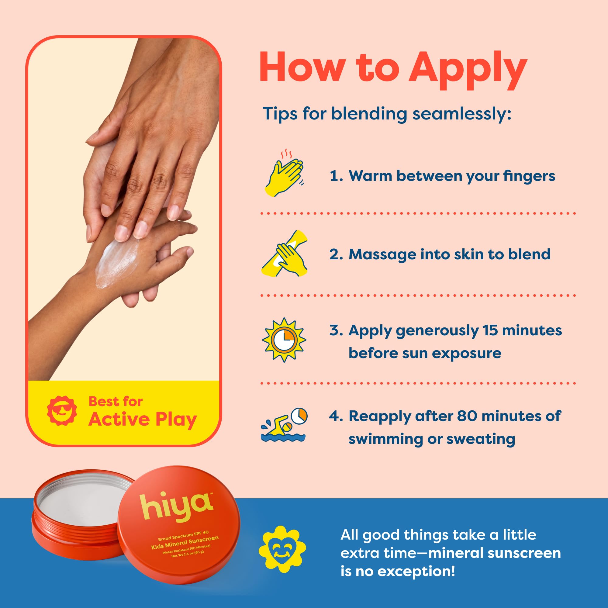 HIYA SPF 40 Kids Sunscreen, 100% Mineral Sunblock for Kids & Toddlers 2.3oz thumbnail 5