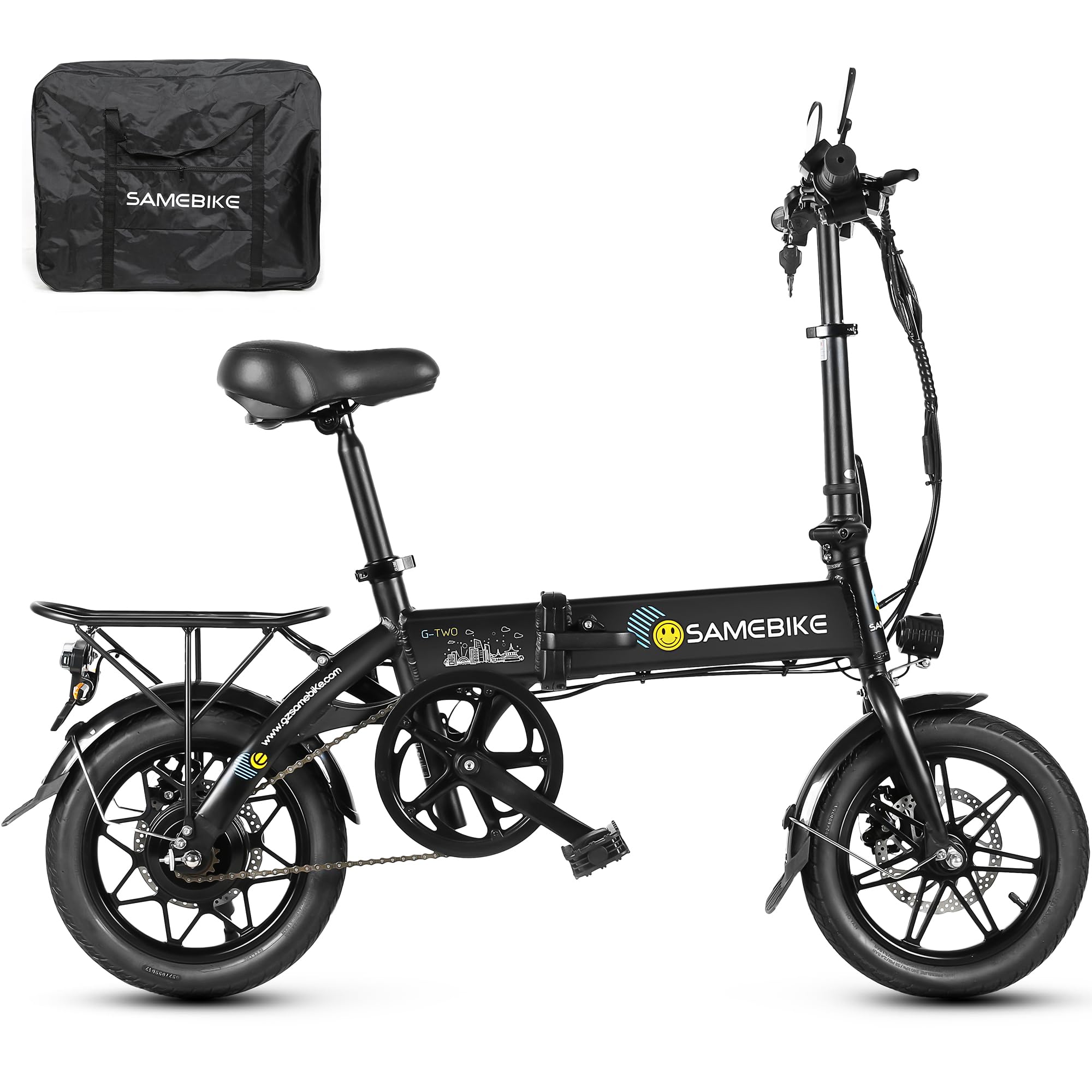 Amazon | SAMEBIKE 【公道可】電動自転車 折りたたみ式 14インチ フル 