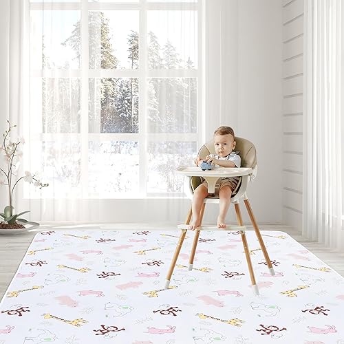 Miniatura 8 de Tapete de piso para salpicaduras de bebé para debajo de silla altaartesmanualidades por CLCROBD, 51 pulgadas, impermeable, antideslizante, tapete