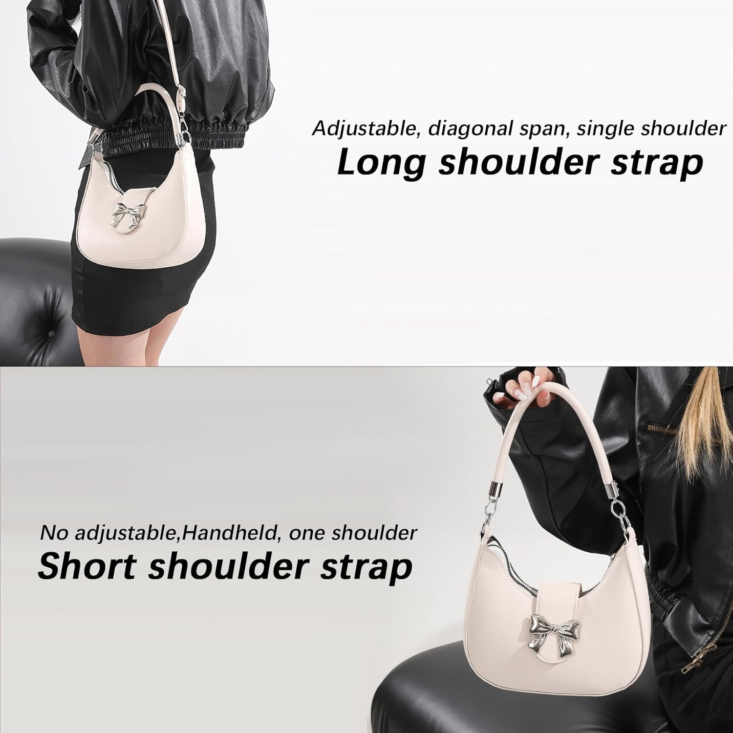 LYDZTION Shoudler Bag for Women,Tote Bag Purses for Women Crescent Adjustable Shoudler Strap Bag,Leather Crossbody Purse - Image 5