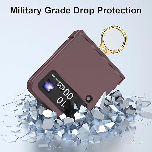Miniatura 34 de Funda compatible con Galaxy Z Flip 4 con protección de bisagra y soporte de anillo, funda protectora delgada y fina para Samsung Z Flip 4 5G (negro)