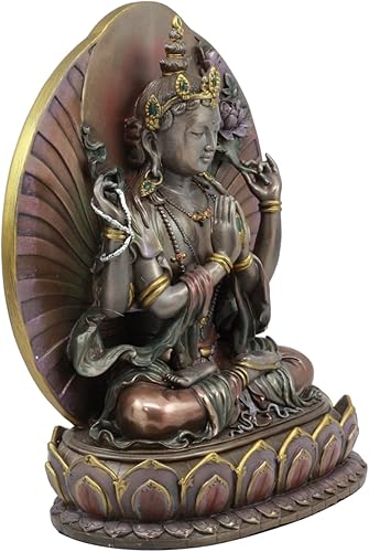Miniatura 3 de Regalos y decoración Ebros Gran Avalokiteśvara Bodhisattva Avalokiteshvara en oración Estatua de meditación Budismo tibetano Escultura de compasión