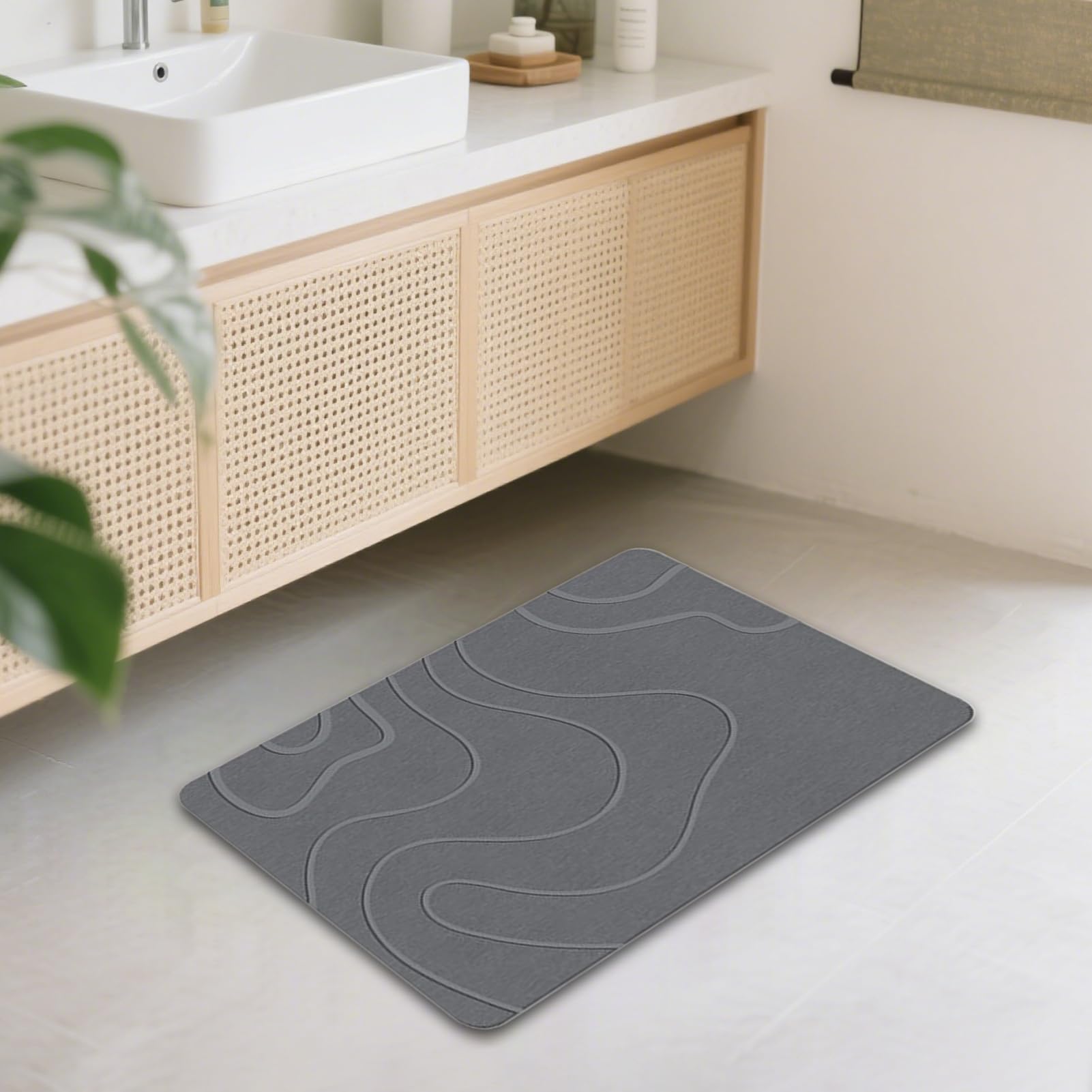 Tappetino Bagno Antiscivolo Tappeto Assorbente in Terra di Diatomee | Assorbe Acqua Rapidamente per Pavimenti di Casa, Cucina, Camera e Sala da Pranzo