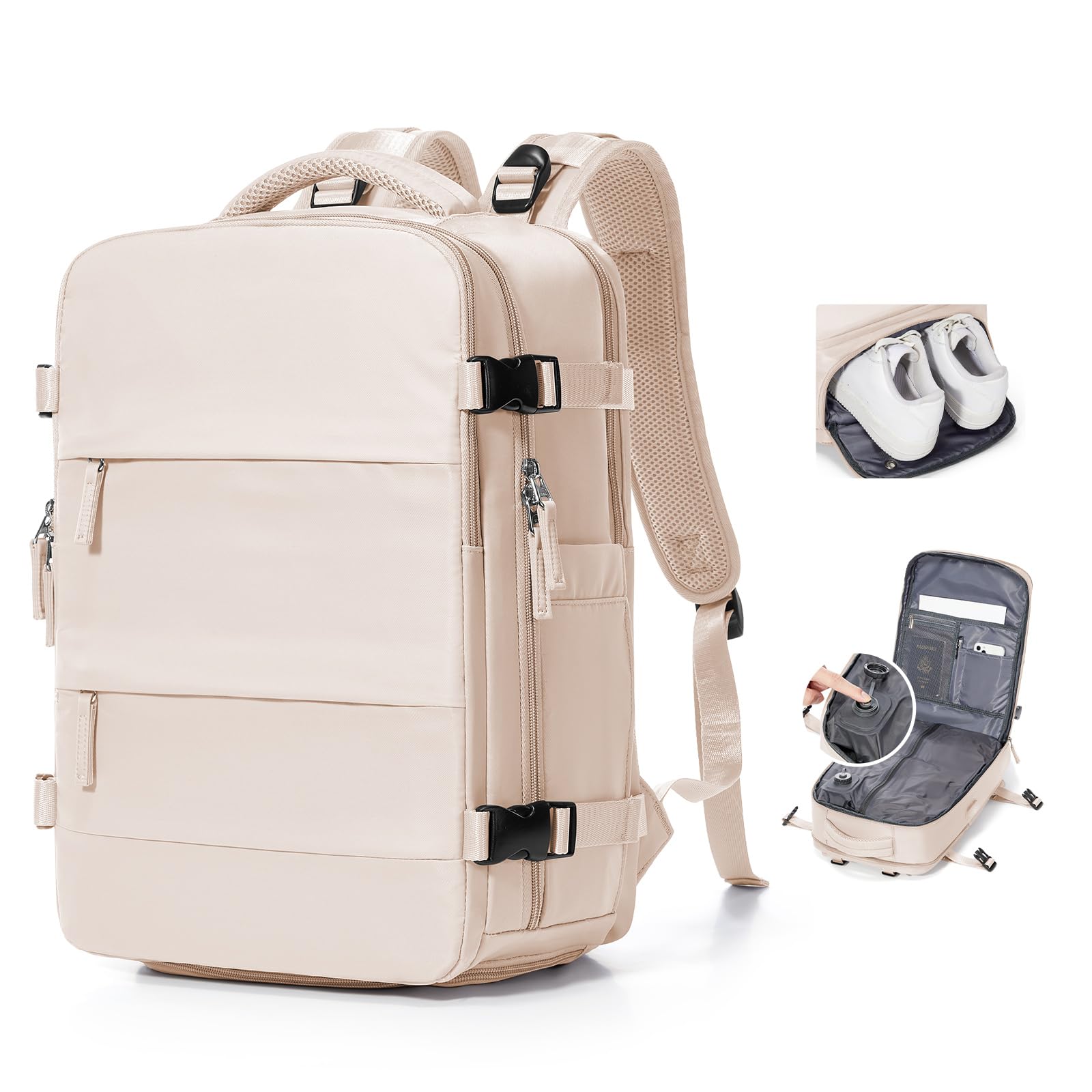 BJLFS Zaino Ryanair 40x30x20 Sottovuoto con Pompa Zaino da Viaggio Aereo | Impermeabile Bagaglio a Mano Wizzair Sottovuoto Borse da Cabina per Easyjet Zaino Airback Donna Zaino Laptop 16 Pollici Uomo