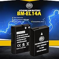 Vista 3 de BM Premium Batería EN-EL14A para Nikon D3100, D3200, D3300, D3400, D3500, D5100, D5200, D5300, D5500, D5600, DF, Coolpix P7000, P7100, P7700 Digital
