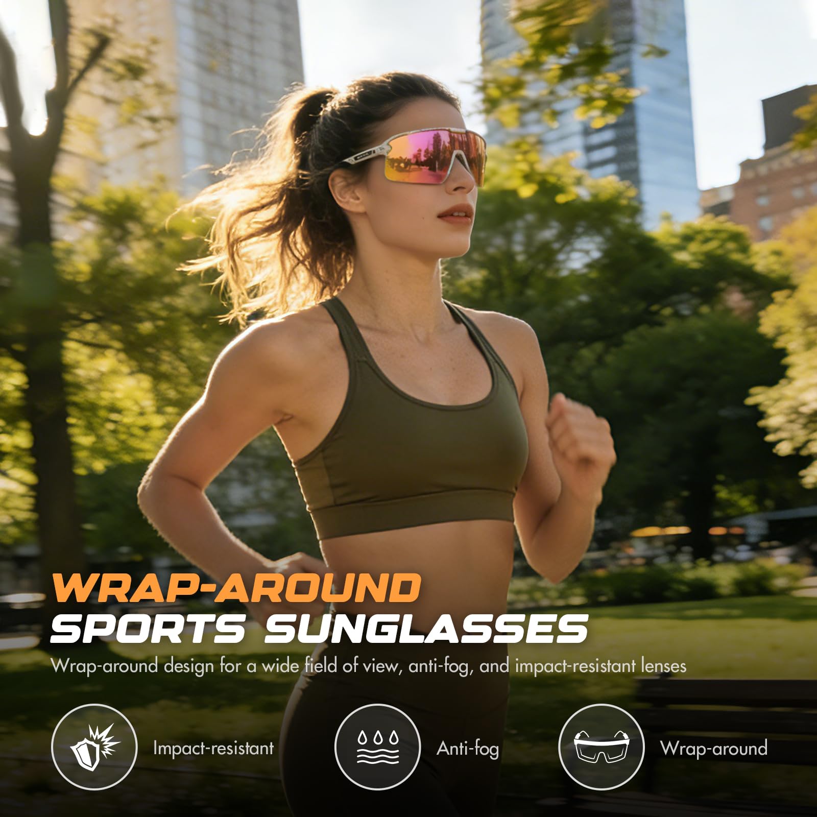 BangLong Occhiali da sole sportivi per uomo e donna, protezione UV400, TR90, per ciclismo, corsa, baseball, attività all'aperto