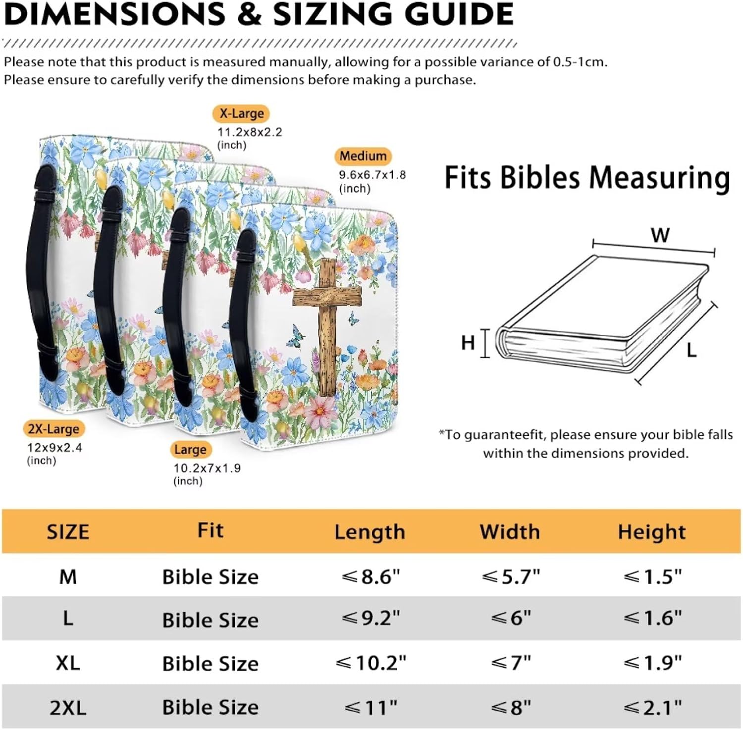 Easter Print Bible Carrying Case for Women Girls Bible Cover Carrier Carrying Organizer Bag Carrying Book Case for Bible Accessories Gift-XXL