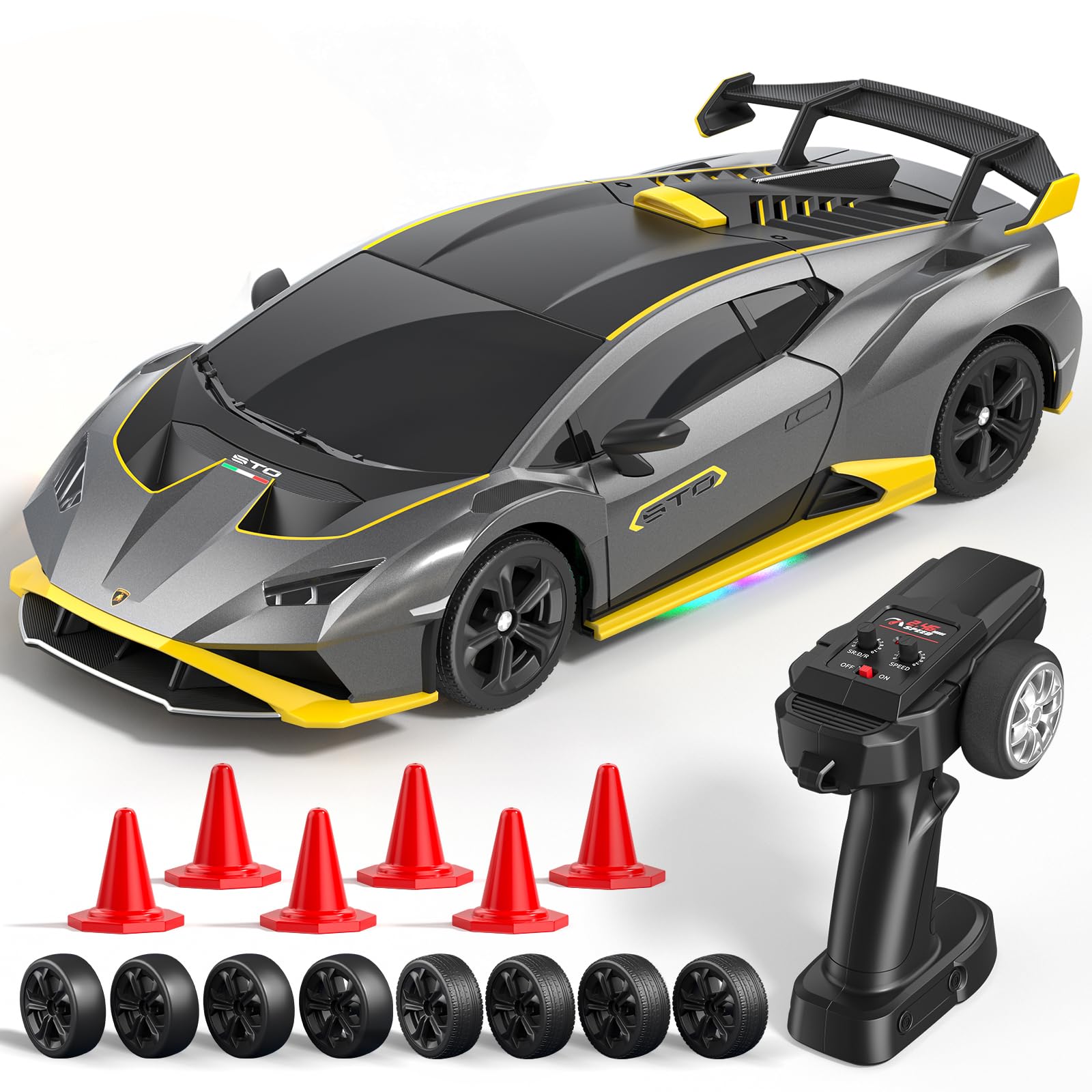 AYIQUTY Lamborghini RC Drift Auto, 1:24 Mini 4WD Ferngesteuertes Drift Auto 123