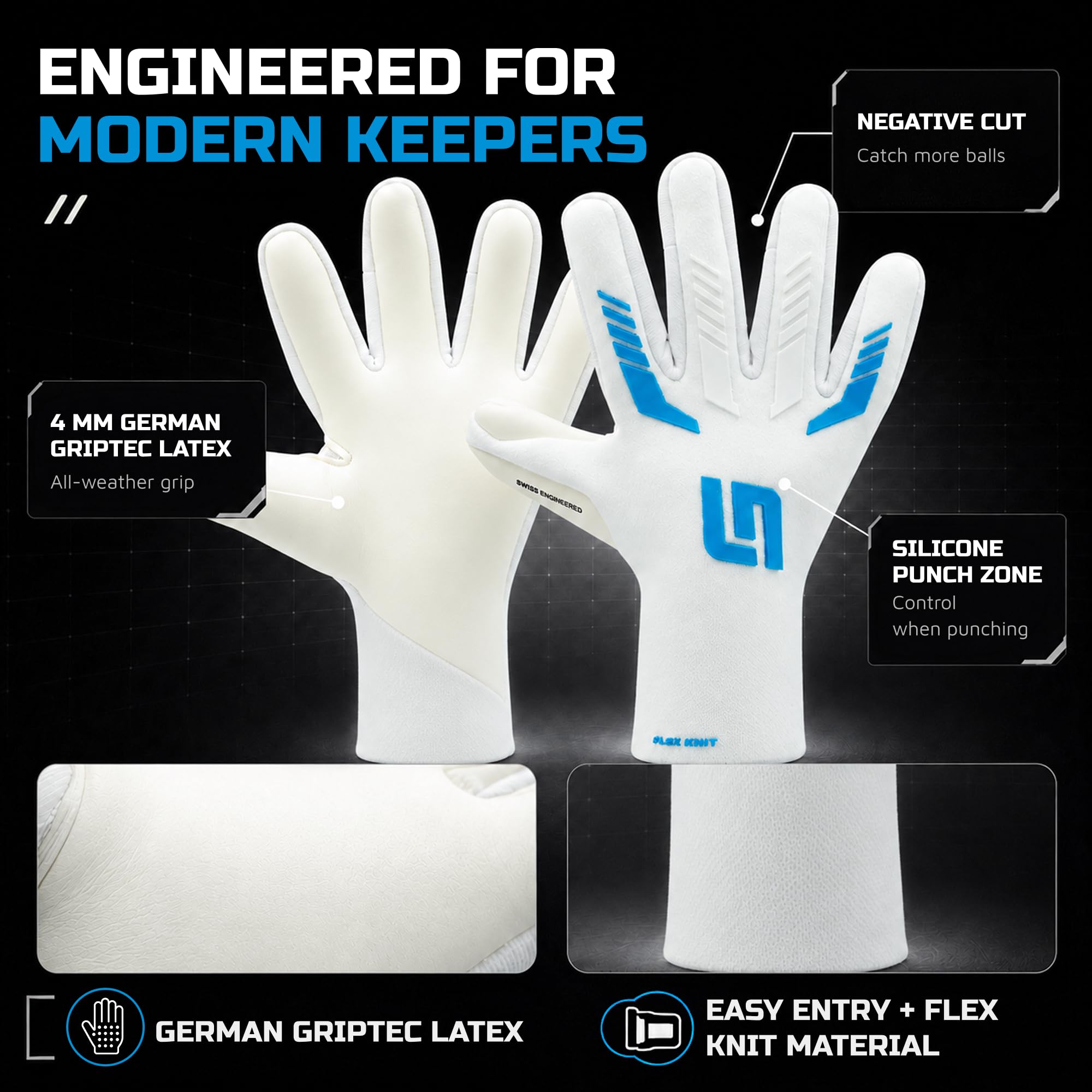 GRIPMODE Ice Knit 2.0 profesjonalne rękawice bramkarskie, rozmiar 7-11
