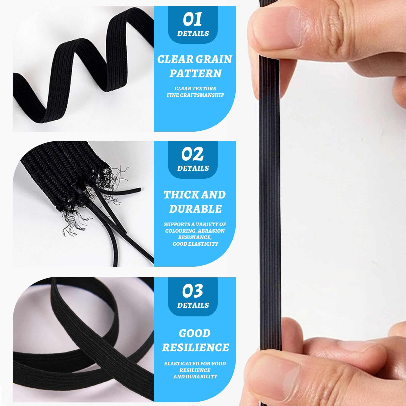 Elastiek koord 2 mm - zwart 1 meter