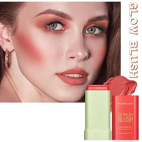 HOSAILY Rubor en barra en crema para mejillas, colorete de maquillaje multiusos para ojos y labios, hidratante sólido teñido para viajes, rubor