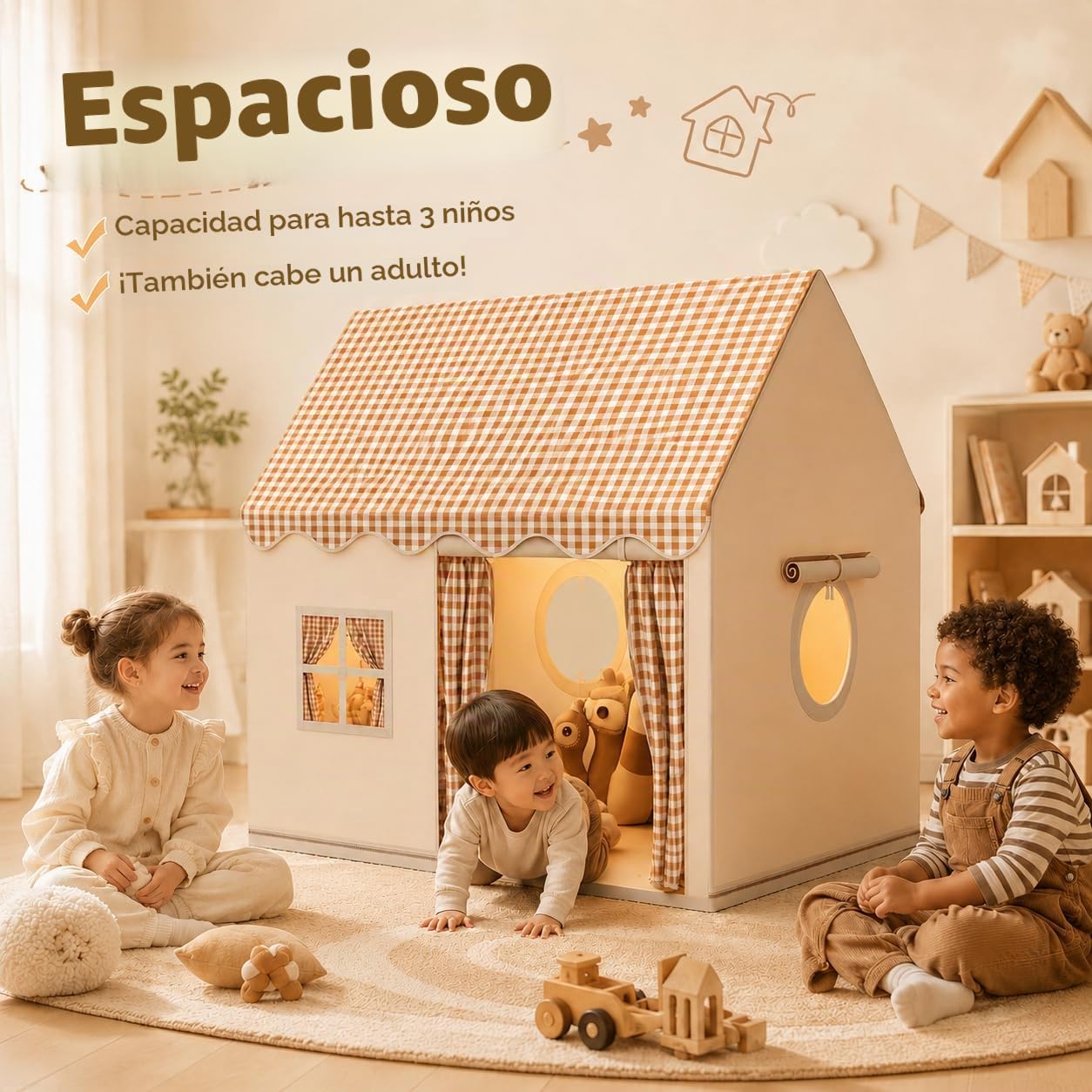 Tienda de Campaña Infantil,Tienda de Campaña Infantil de Princesa,Casita Infantil Tela de Juegos con Ventanas,Casa de Juegos para Interiores y Exteriores,Tienda De Juegos Interior para Niñas y Niños