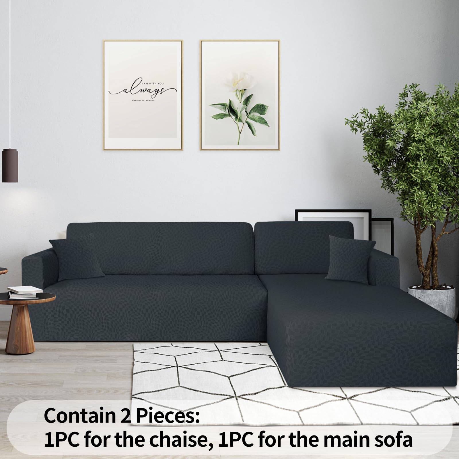 Ystyle Funda Sofa Chaise Longue Ajustables, Cubre Sofa Chaise Longue Izquierdo Derecho, 2 Piezas Protector Sofa Elasticas ChaiseLongue, Funda Sofa L (1 Plaza+2 Plazas, Gris Oscuro)