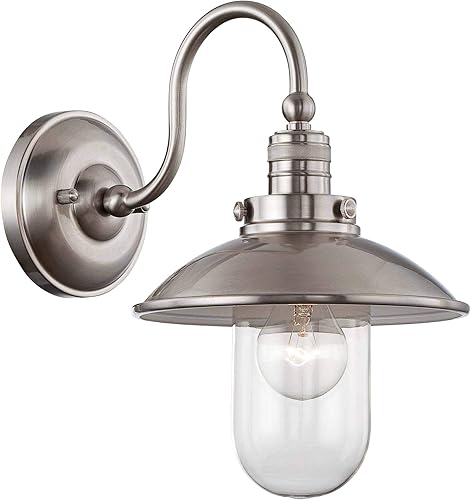 Minka Lavery Lámpara de pared para exteriores 71162-84 Downtown Edison Lámpara de pared de cristal, 1 luz, níquel disponible en Yaxa Peru