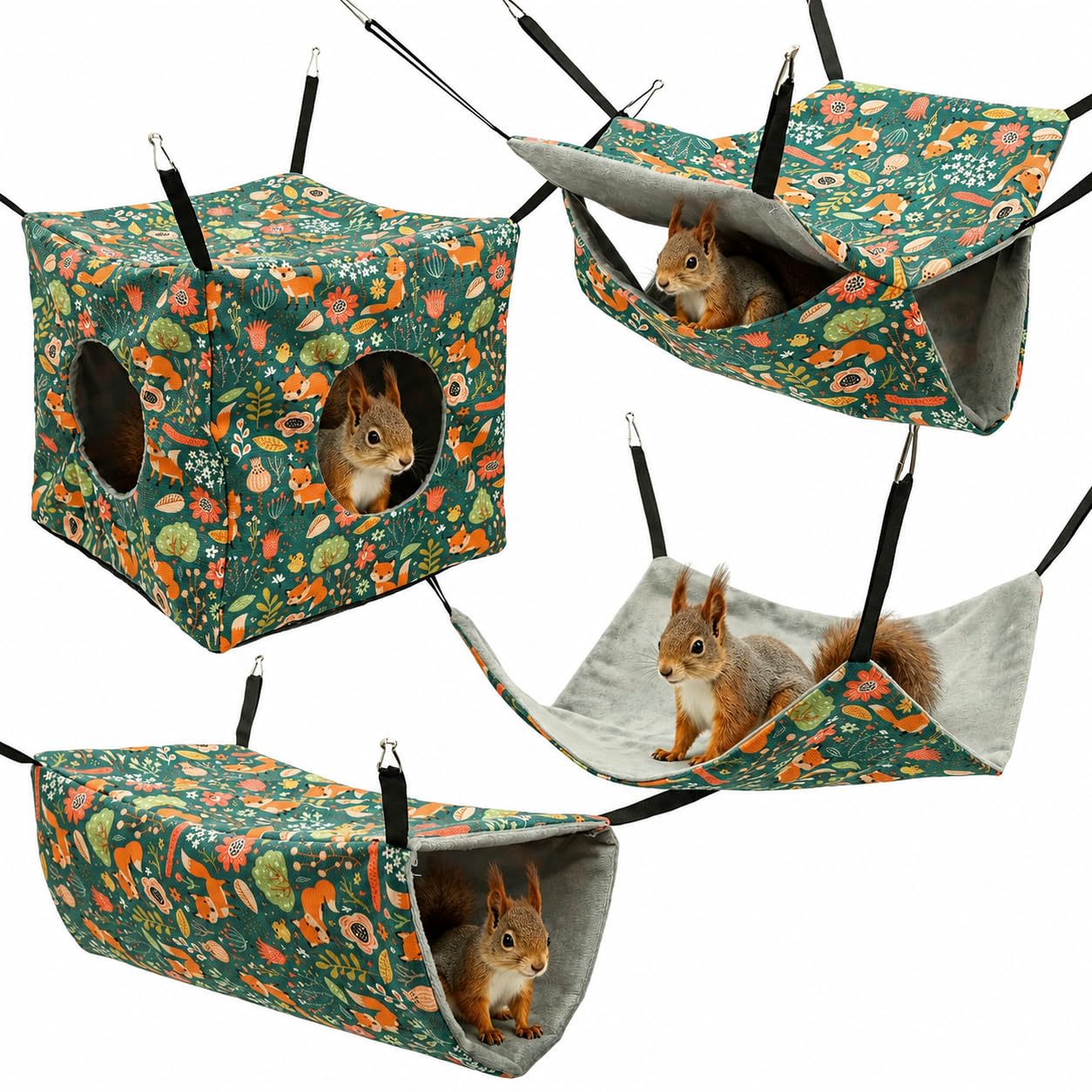 4Pcs Hamster Hammock Guinea Pig Bed Rat Hideout Ferret Cage Accessories