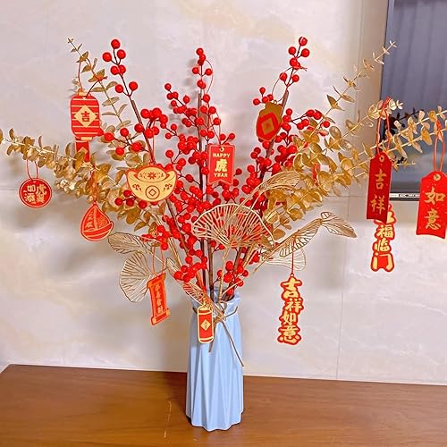 Miniatura 4 de Baya artificial, bayas falsas de borgoña, (20 unidades, 12 pulgadas cada una), tallos de bayas artificiales para árbol de Navidad, corona,