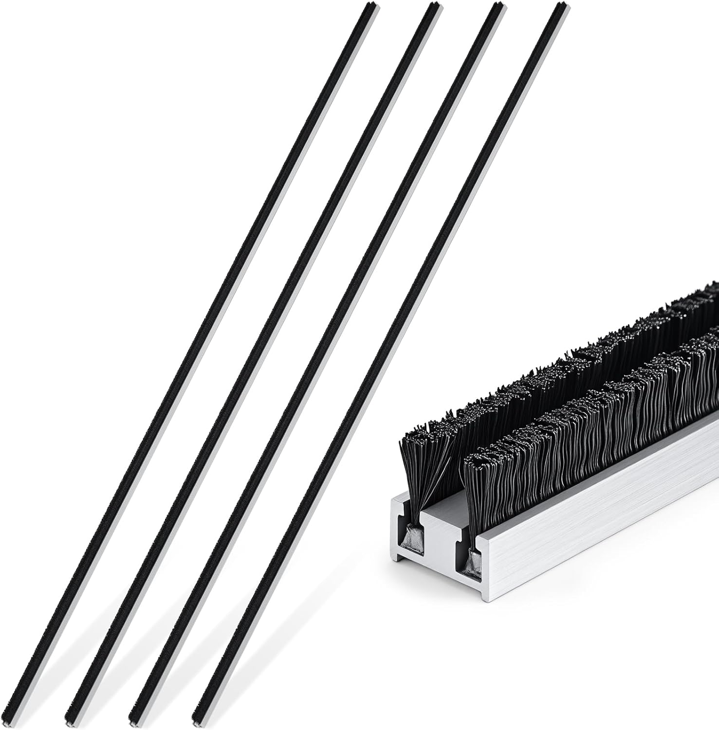 4 Pcs 42 Inch Commercial Door Weather Stripping 1/2" W x 9/32" H Astragal Weatherstripping for Commercial Entrance Door Seal