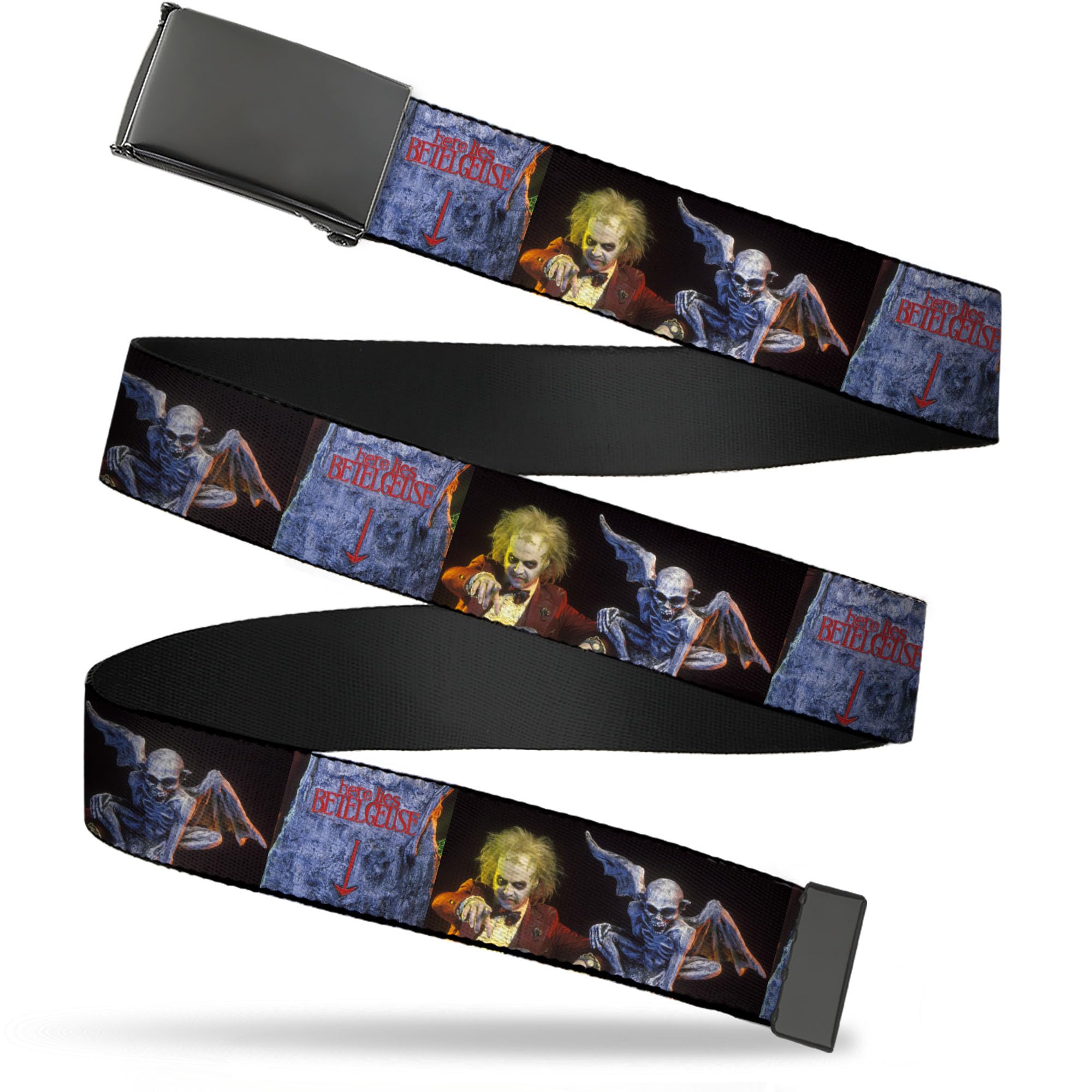 Beetlejuice Belt, Flip Web Belt Beetlejuice Graveyard Gargoyle Pose Black