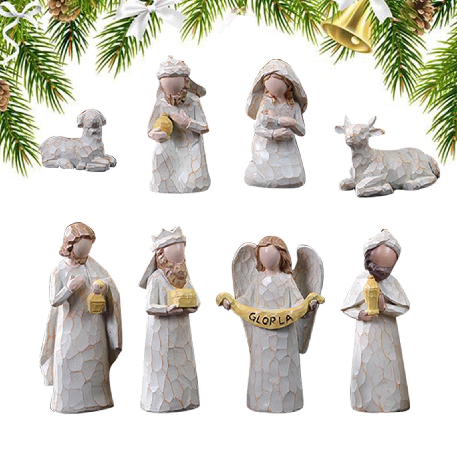 Conjunto de Belén y figuras Resina Navidad Sagrada Familia Decoración Set