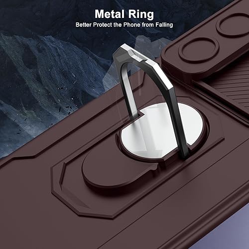 Miniatura 6 de Funda para Samsung Galaxy Z Fold 5 con protección magnética de bisagra, cubierta deslizante para cámara, protector de pantalla integrado con función