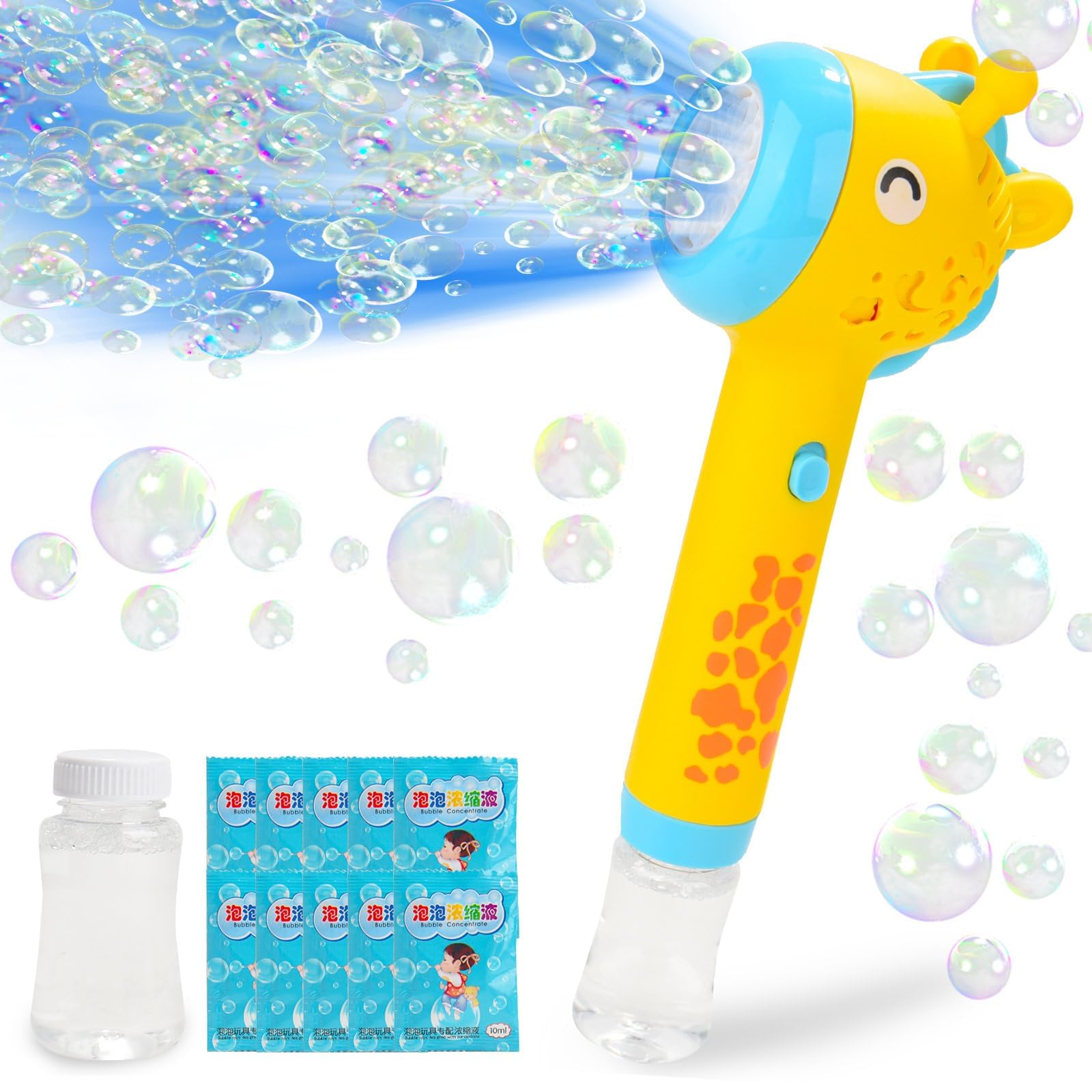 Bubble Machine, Automatic Bubble Wand with Lights, Bubble Gun for Toddlers Aged 3+, Kids Bubble Maker for Party Wedding Birthday Gift