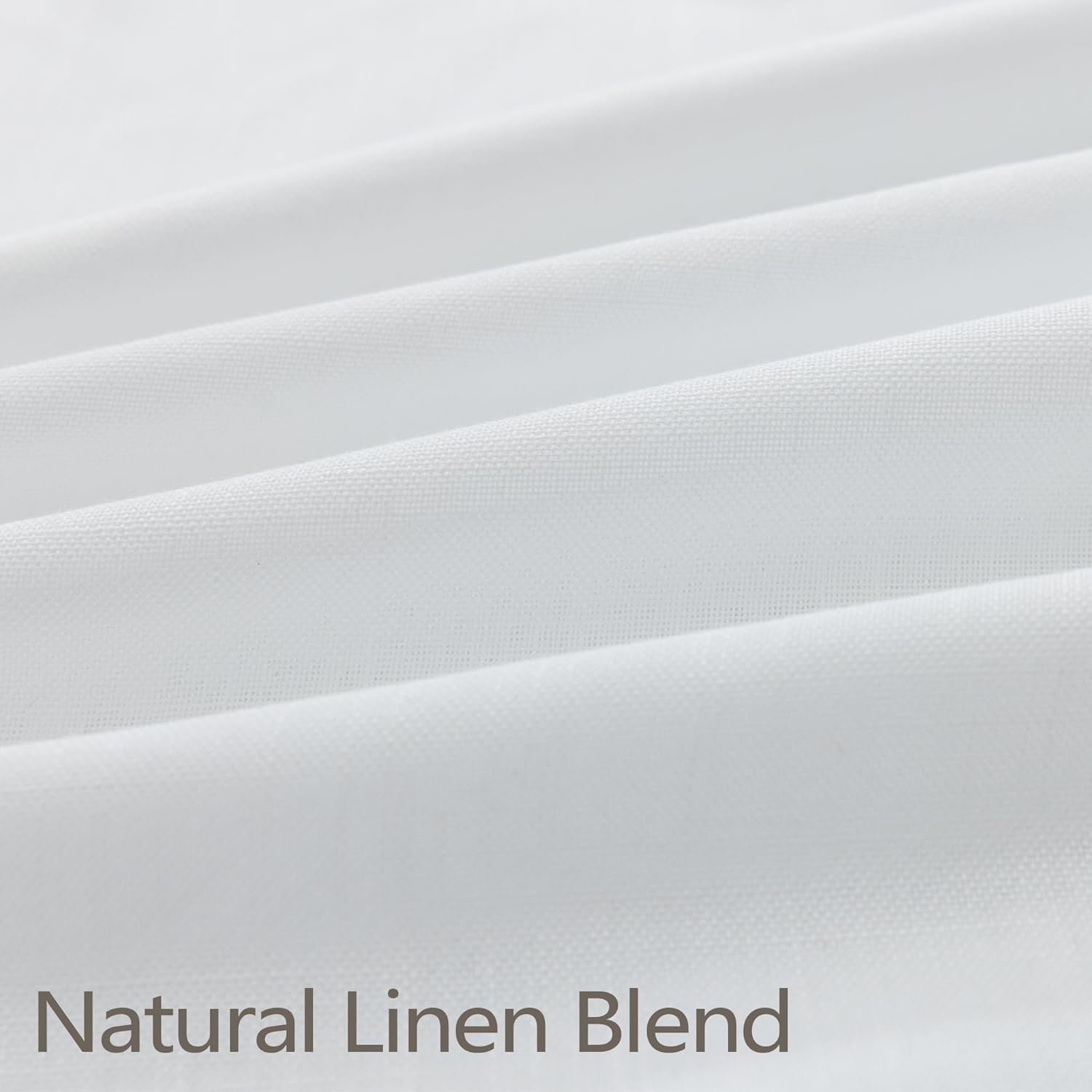 White Linen Pleated Curtains 84 Inches Long for Bedroom Back Tab Light Filtering Sheer Pinch Pleat Drapes Hook Ring Modern Farmhouse Coastal Cotton Textured Gauze Curtain Living Room 84 Length 2 Panel