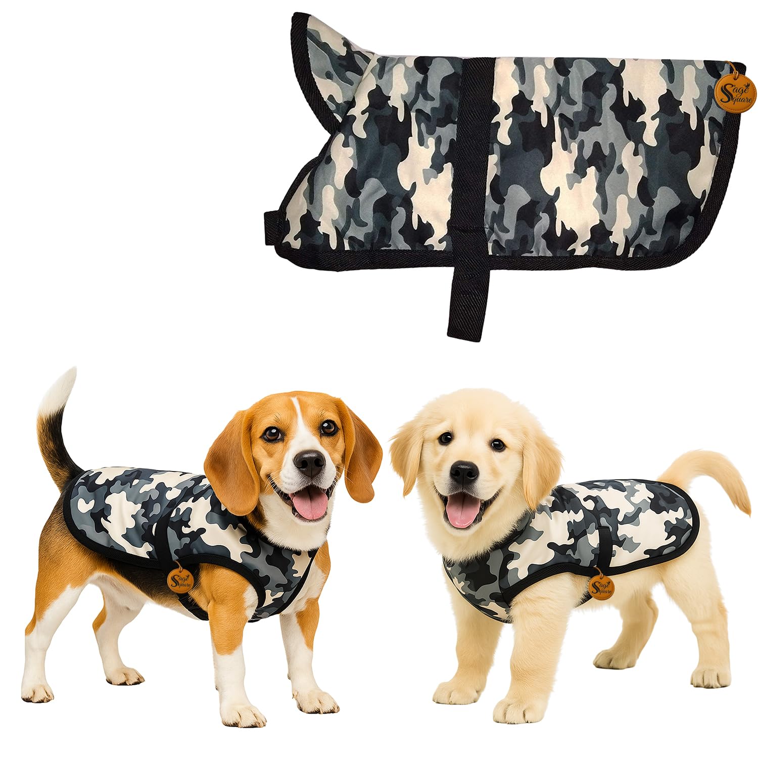 Sage Square Dog Winter Ultra Warm Camouflage Army Coat Thicker Fleece Dog Hoodie Vest for Cold Weather, Random (Camouflage, M - 16 Inch)