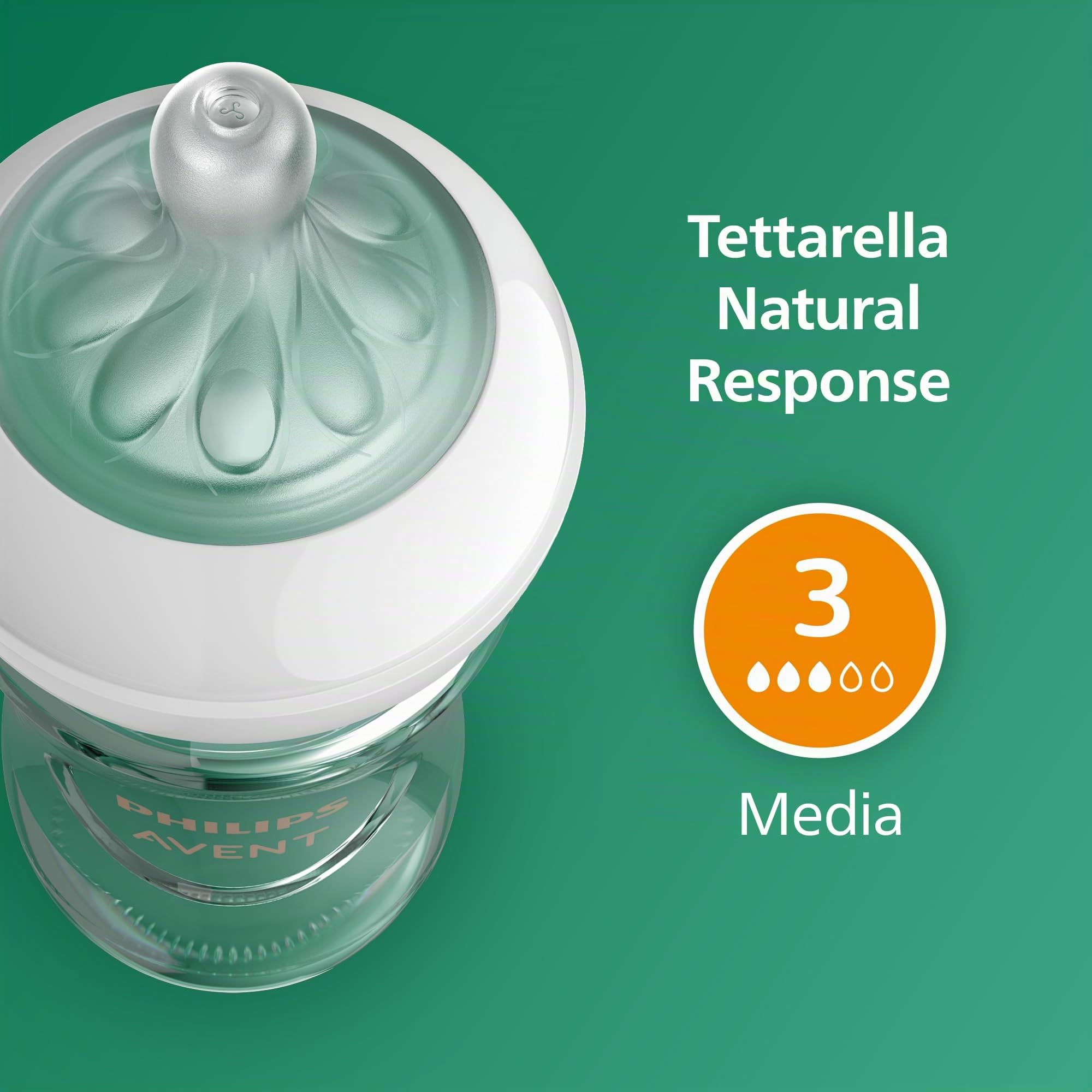 Philips Avent Biberon Natural Response in vetro - Biberon da 240 ml, senza BPA, per neonati da 1 mese in su (modello SCY933/01)