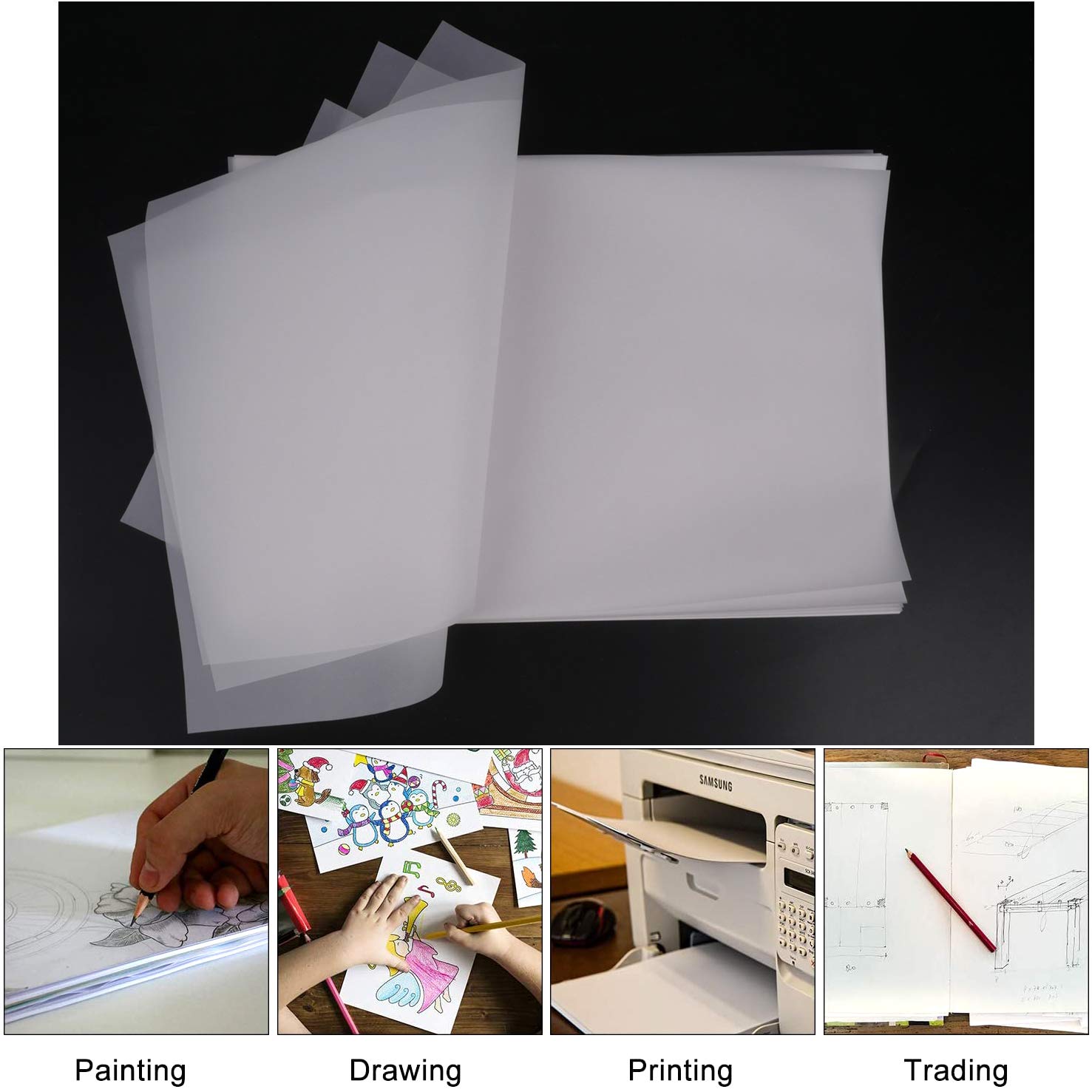 50 Sheets A4 Vellum Transfer Paper Tracing Paper Translucent Printable