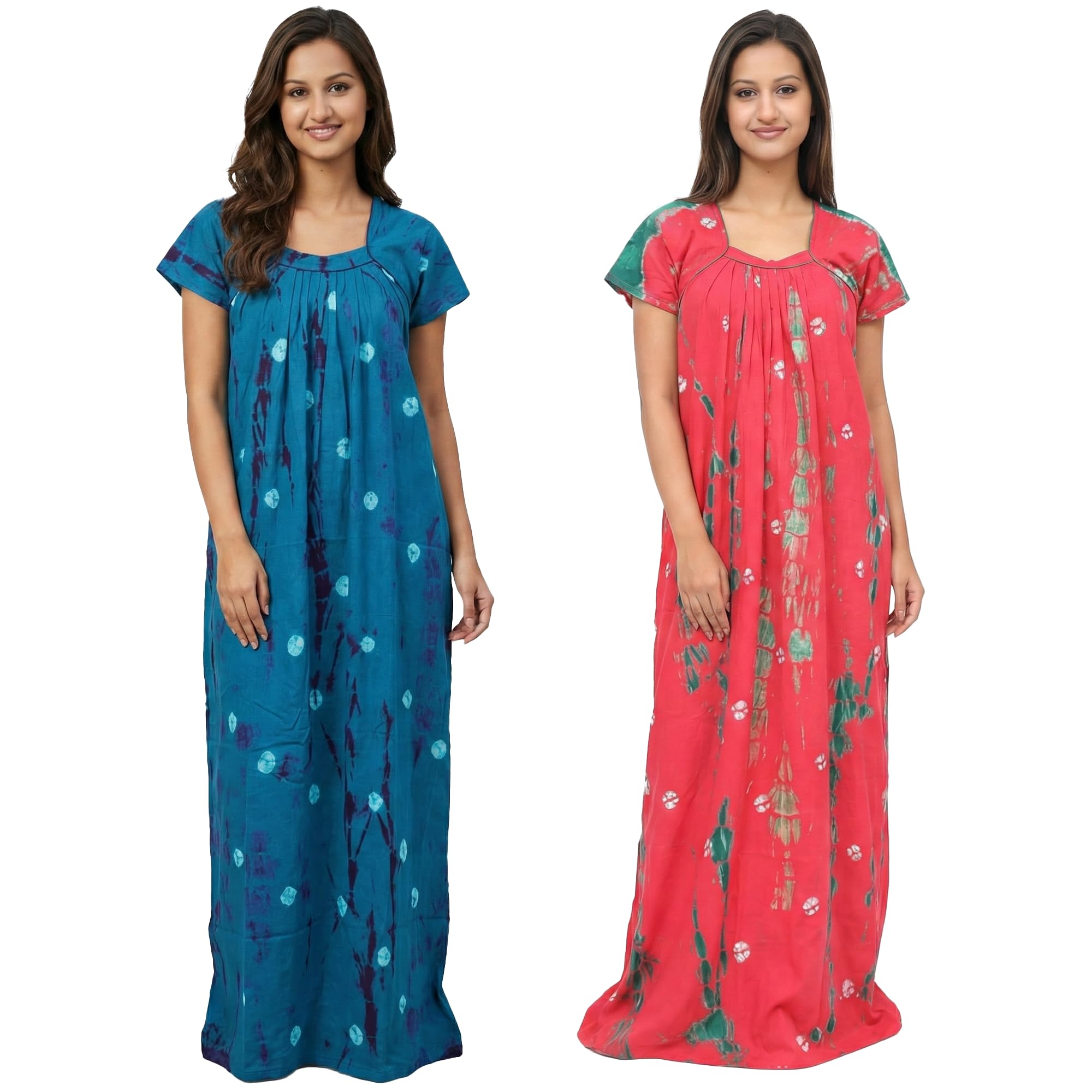 kavz Women's Pure Cotton Jaipur Bandhani Printed Elegant and Comfortable Nighty, Gown Combo Pack of 2-picture-44