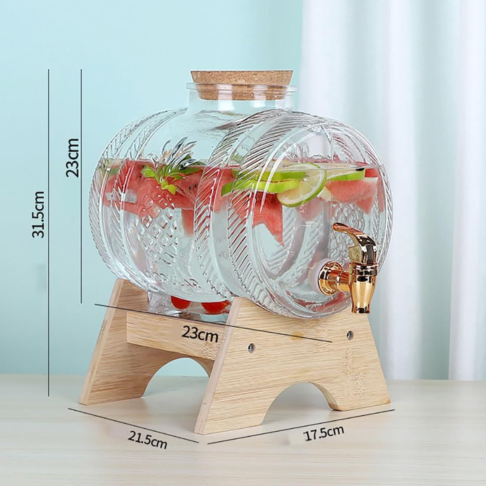 Dispensador de agua de 5 litros con grifo, sin BPA, a prueba de fugas, dispensador de bebidas de madera para oficina, camping, zumos y bebidas frías, perfecto para fiestas y eventos