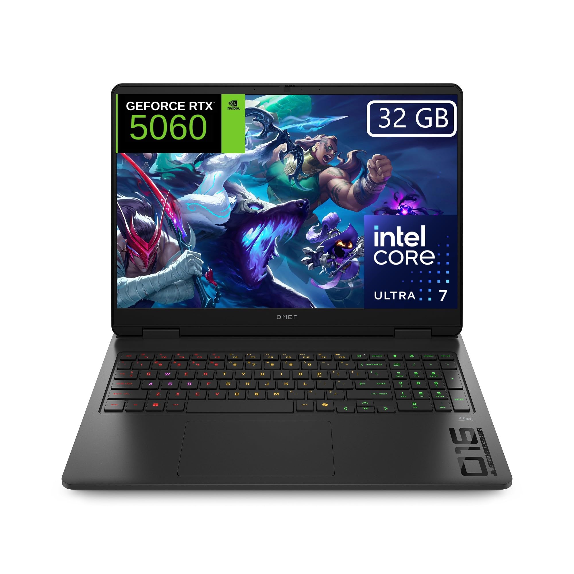 HP OMEN 16-am0032ns, Ordenador portátil Gaming 16" 2K (Intel Ultra 7-255H, 32GB RAM, 1TB SSD, NVIDIA Geforce RTX 5060, FreeDos) Negro - Teclado QWERTY Español