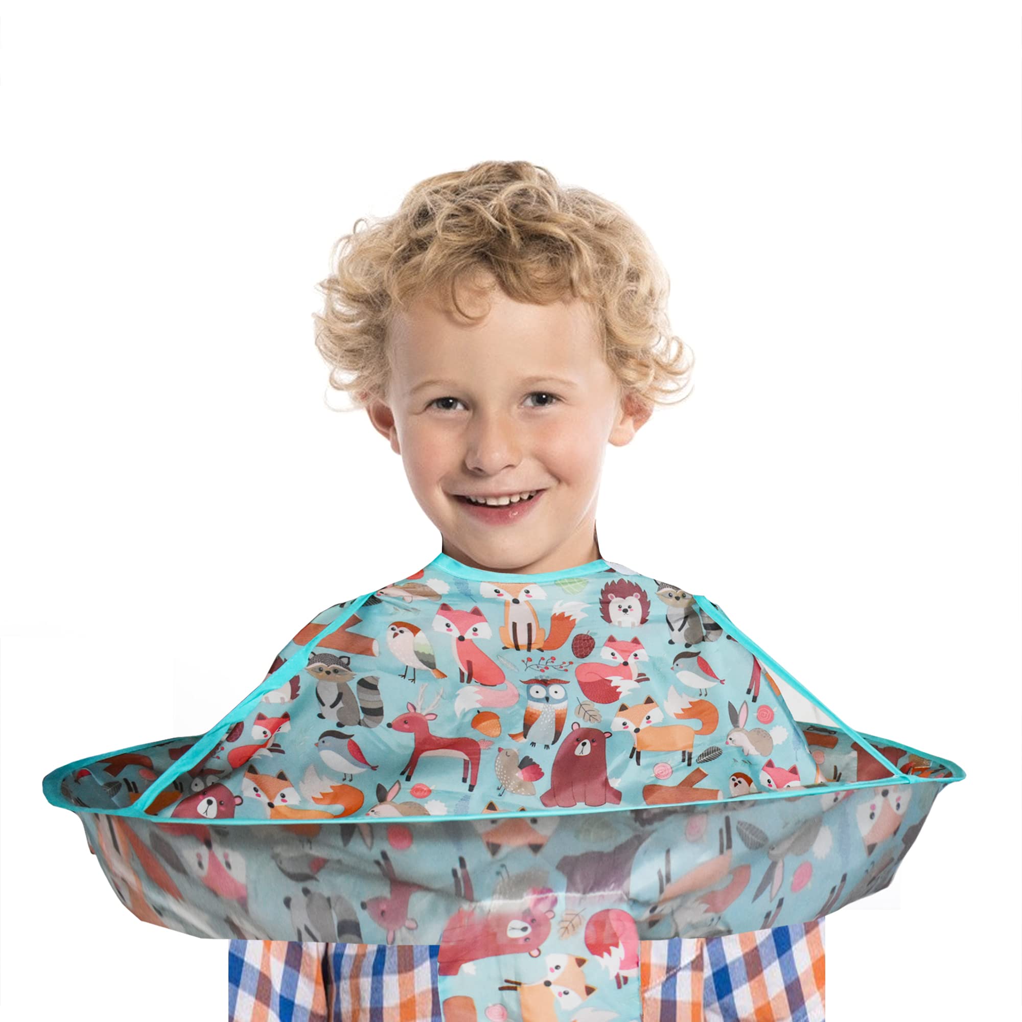 Pipe Terminator Hair Cutting Cape Umbrella for Kids, Foldable Salon Barber Cape Haircut Cloak- Home Haircut & Grooming Kit for Boys & Girls, Green