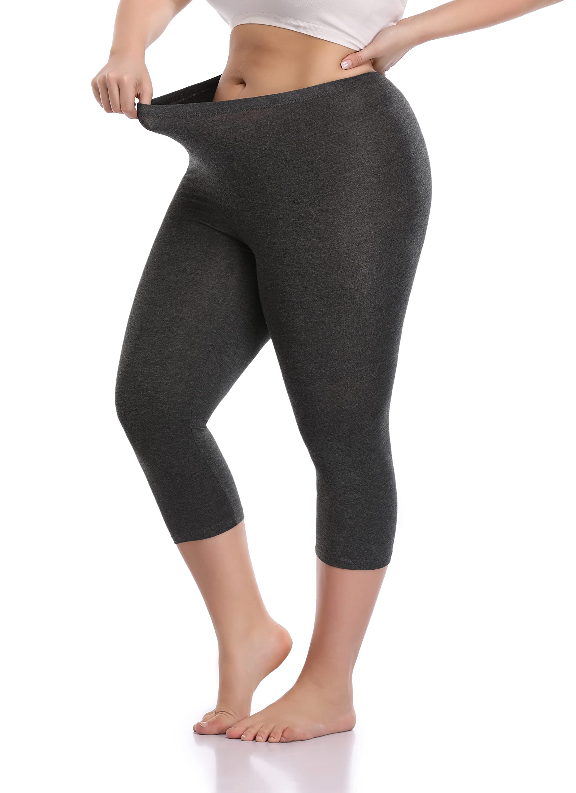 Cheapestbuy Women's Plus Size Capri Leggings Lightweight Soft Crop Leggings Basic Capris Yoga Pants