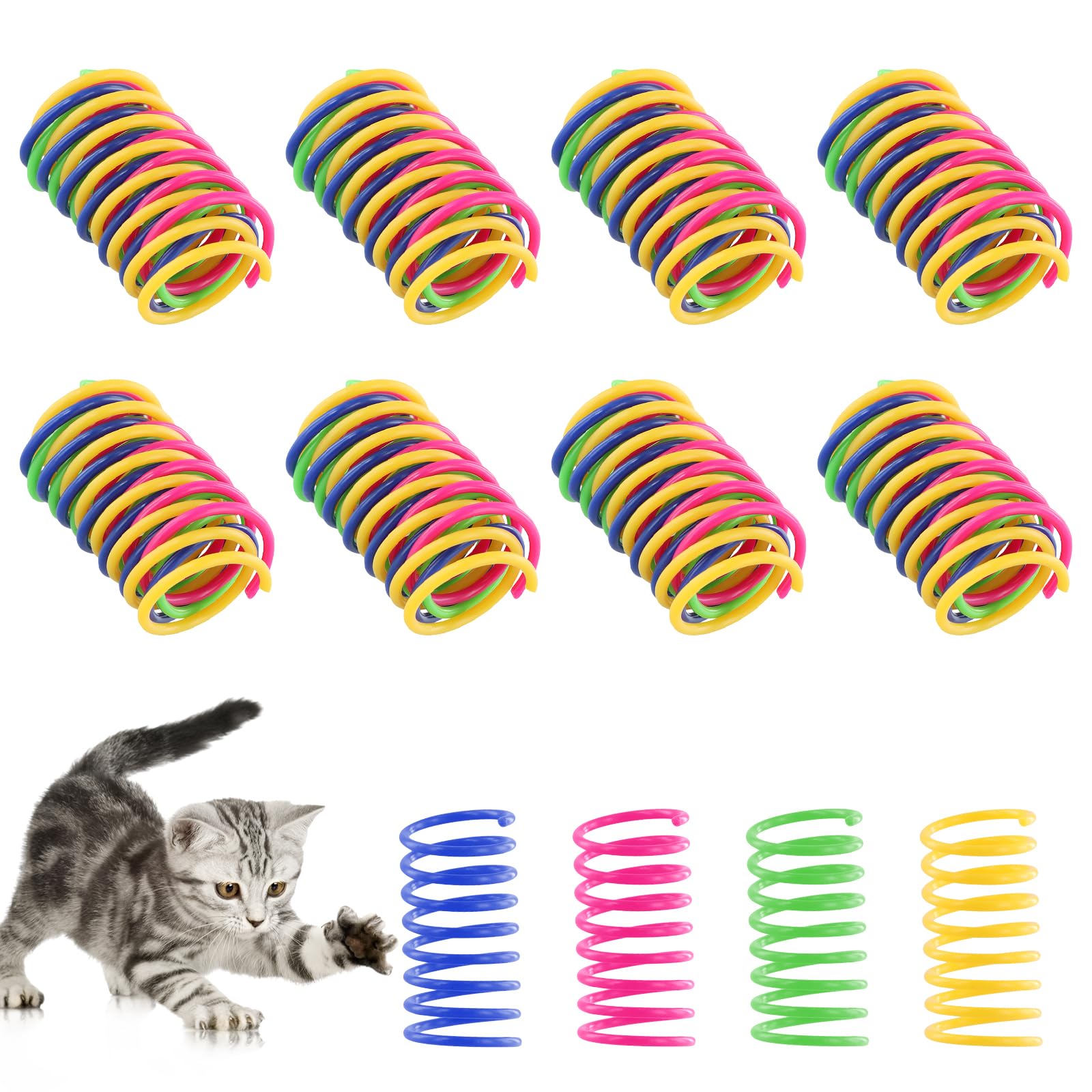 32 Pièces Jouets Ressorts Pour Chats - Spirales Colorées En Plastique Pour Stimuler L'activité Féline