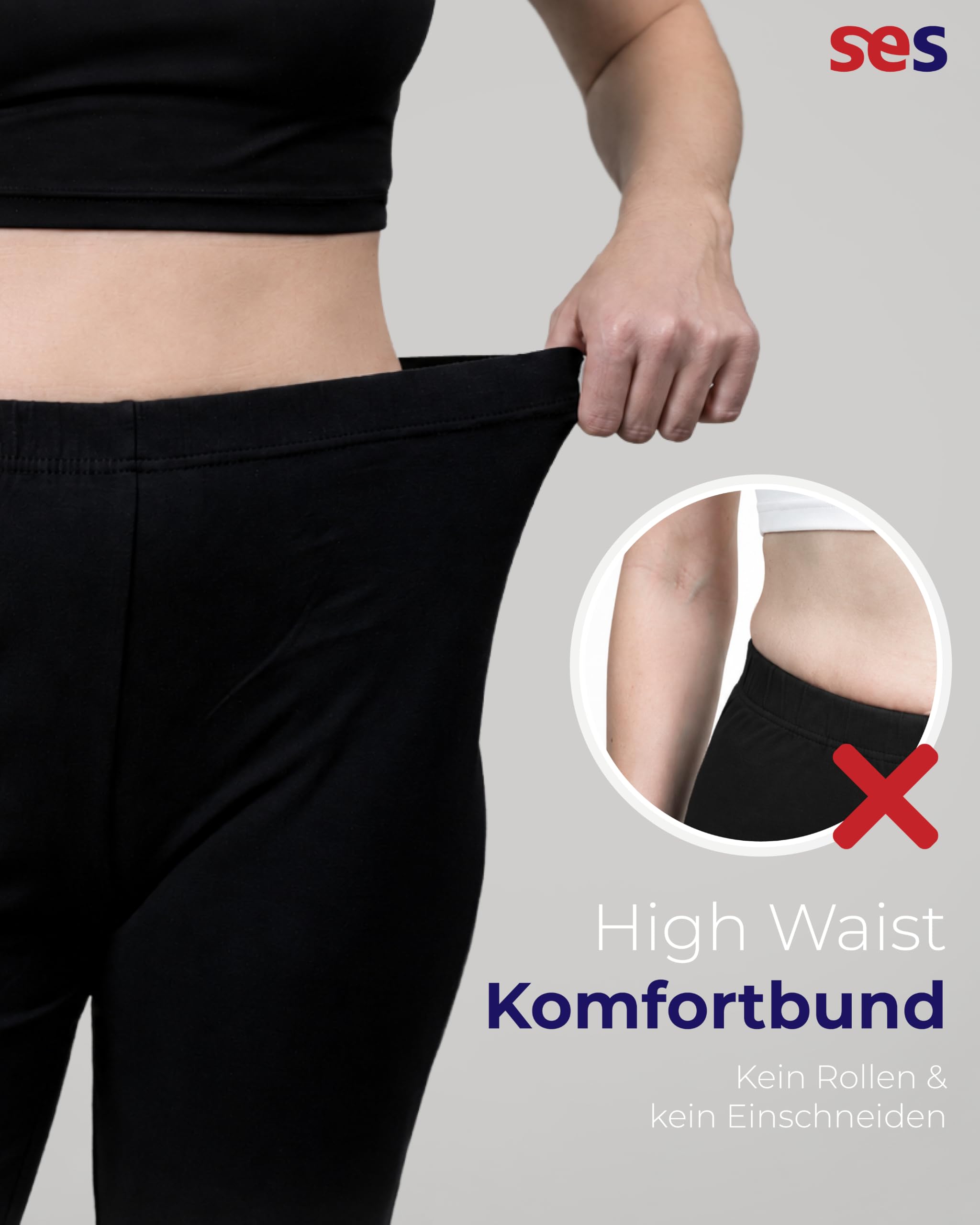 SES Lot de 2 leggings évasés en coton pour femme - Taille 32/34 - 56/58 - Pantalon de jazz confortable à jambe large - Pantalon de yoga pour femme avec taille douce