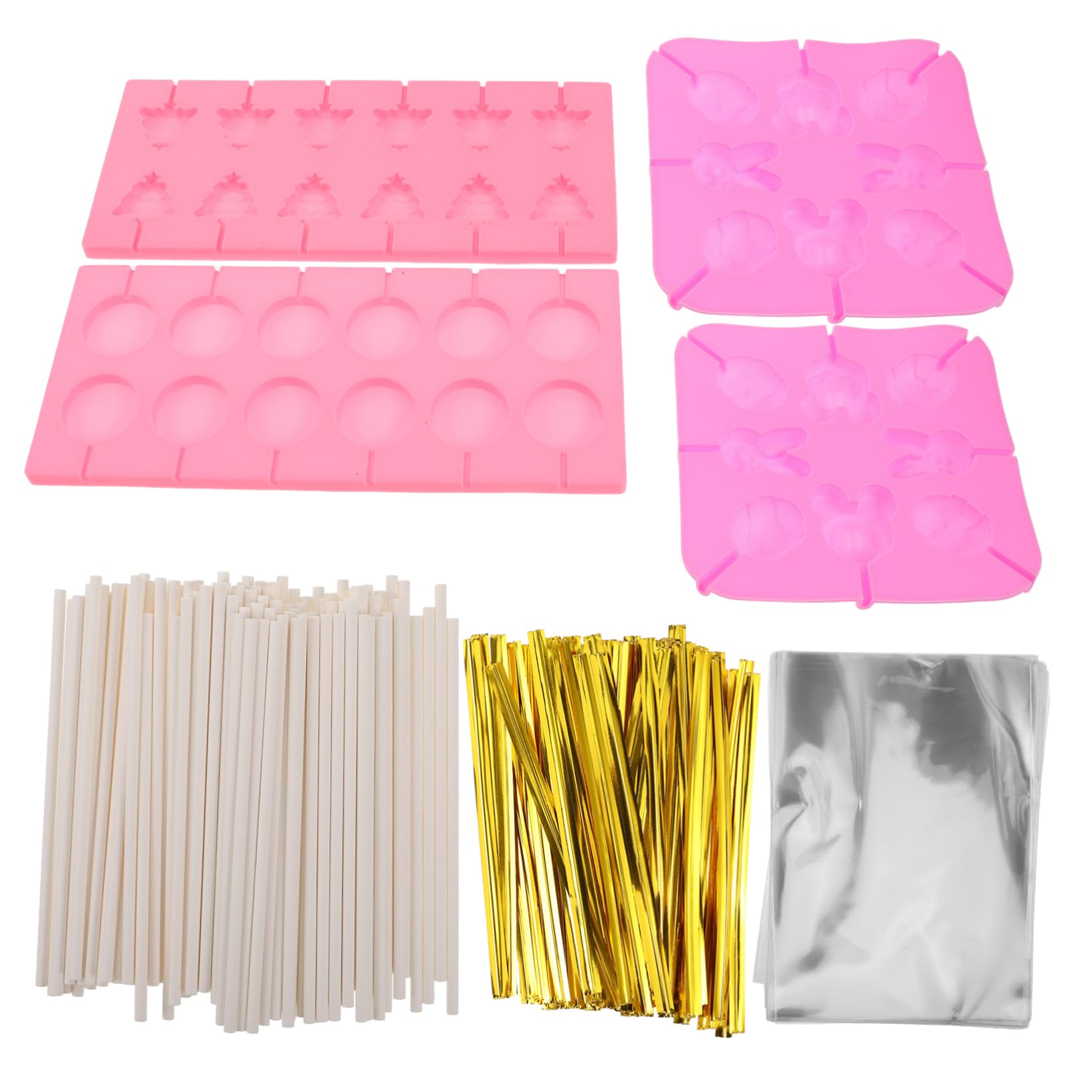 Stampo in Silicone per Cioccolatini Natalizi 7 Pezzi | Stampi per Lollipop, con Bastoncini, Sacchetti e Lacci, Forme Assortite per Uso in Cucina