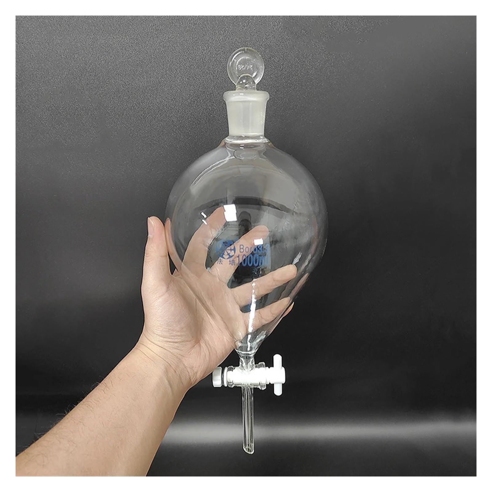 Embudo de decantación esférico con tapón de Vidrio Esmerilado 24/29-125 ml, 500 ml, 1000 ml - Válvula de conmutación de PTFE for Uso en Laboratorio(125mL)