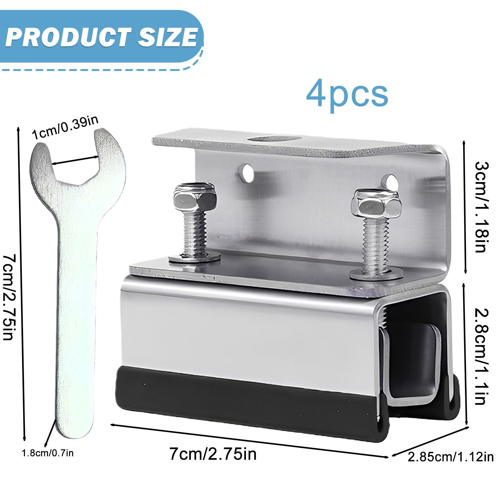 Van Roof Rack Mount Kit,4 pezzi in acciaio inox Van Roof Rack con chiave inglese, portapacchi in acciaio inox, kit di montaggio per barre portatutto per camper e yacht