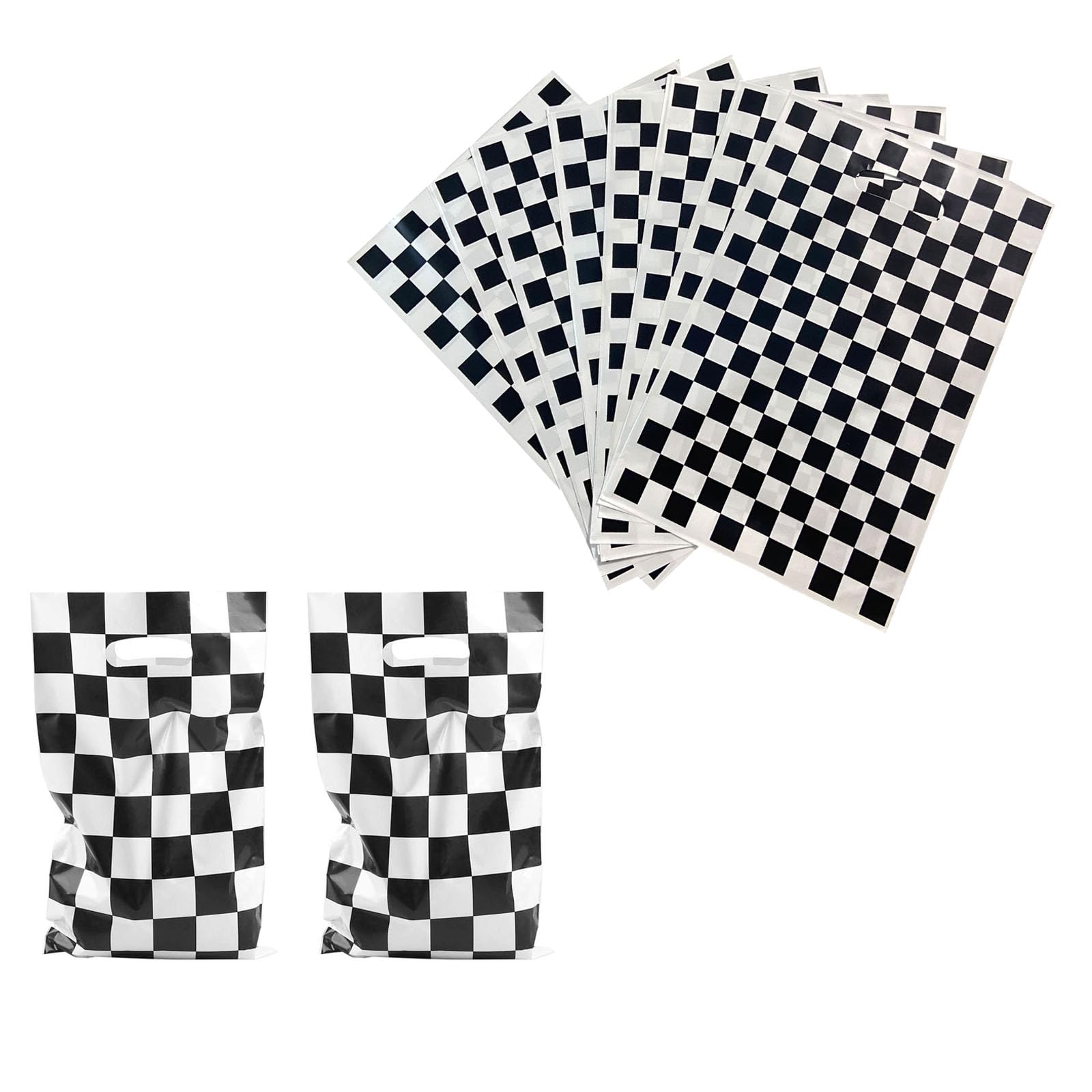 LYK 40 Pieces Black and White Treat Bags With 2 Styles Race Car Themed Candy Bags Car Goodie Bags for Kids Birthday Party Supplies