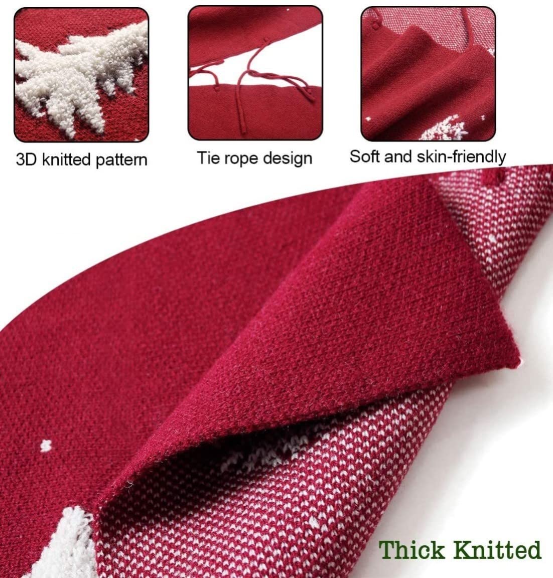 Gonna Albero Natale 122cm - Copribase Lavorata A Maglia 3D - Foto 7