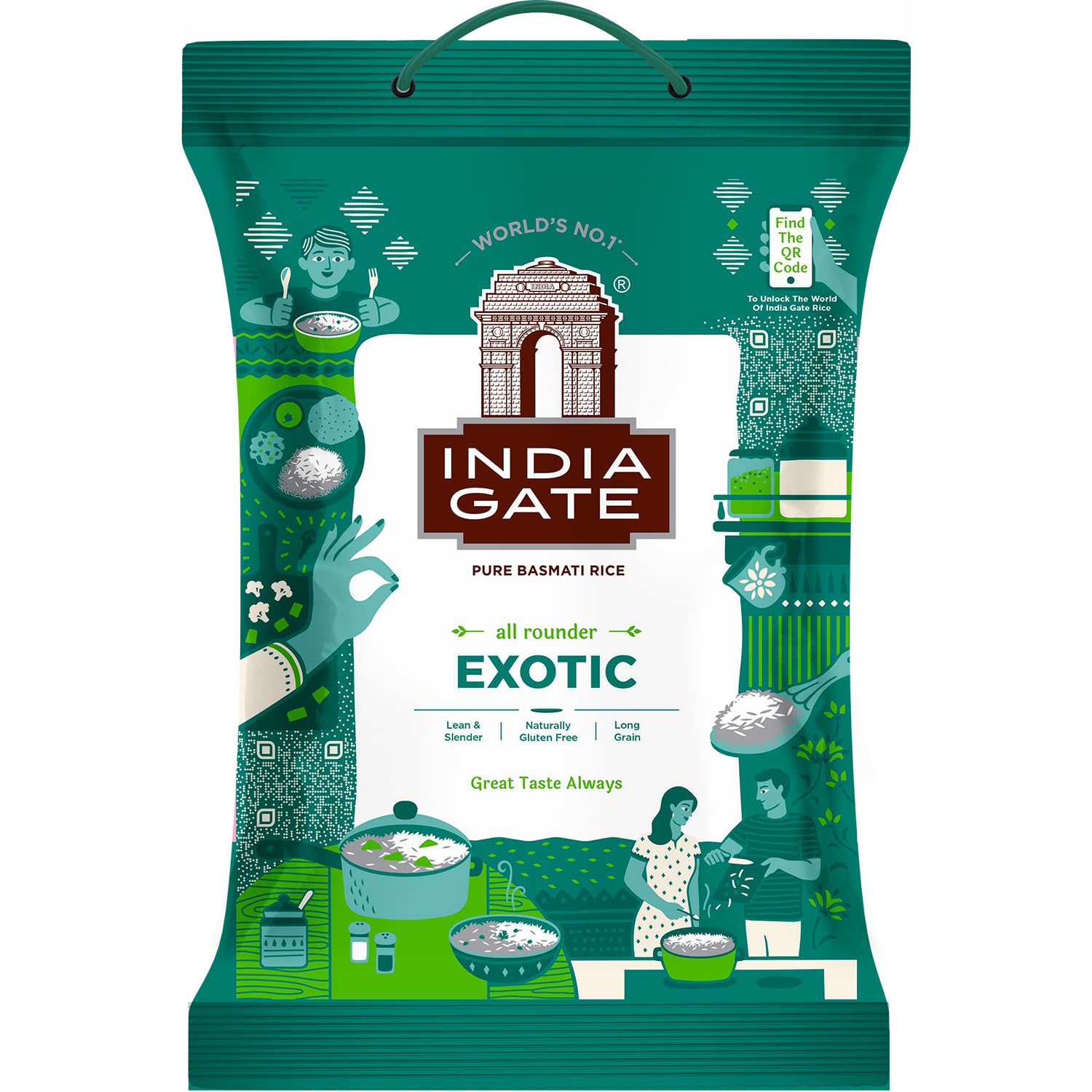 INDIA GATE - Basmati Reis Exotisch - 4 X 5 KG - Multipack