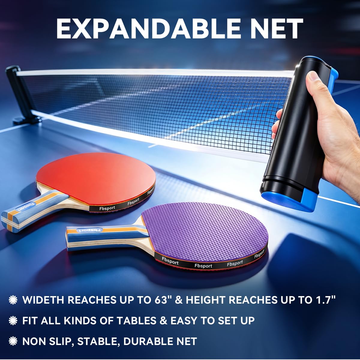 Set da ping pong con 4 pagaie, 1 rete retrattile, 8 palline, 1 borsa per il trasporto | Set di pipistrelli da ping pong per allenatori adulti famiglie indoor outdoor