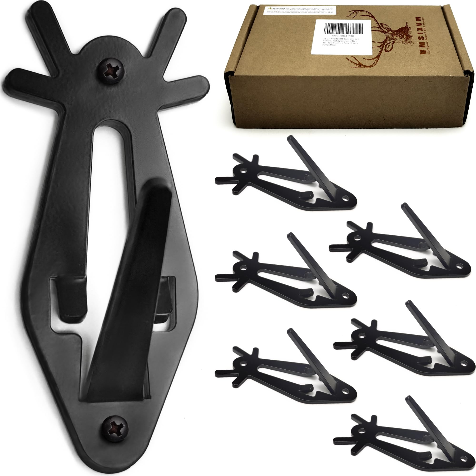 Vmsixvm Black, Deer Skull Style European Mount Skull Hanger, Skull Hooker Deer Skull Mount For Hanging Deer Head, Pronghorn, Elk And Other Smaller Skulls For Display, Euro Trophy Wall Mounts With Easy Installation Kits