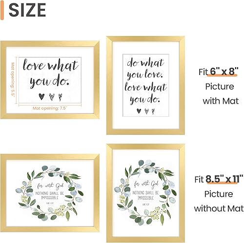 Vista 197 de upsimples - Portarretratos de 8.5 x 11 pulgadas, para fotos de 6 x 8 pulgadas con paspartú o de 8.5 x 11 pulgadas sin paspartú, marcos de fotos