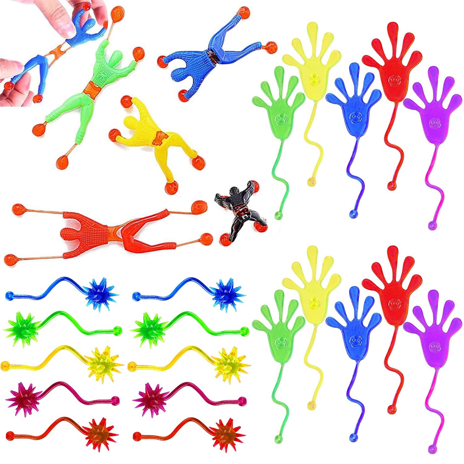 YelaJoy Sticky Wall Crawlers 72pcs Sticky Wall Climbers set, Sticky Man Sticky Hands, Window Crawler Men, Sticky Hands, Sticky Finger for Kids Party Favors